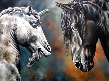 La licorne blanche et le cheval noir